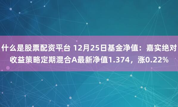 什么是股票配资平台 12月25日基金净值：嘉实绝对收益策略定期混合A最新净值1.374，涨0.22%