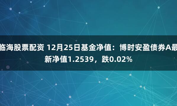 临海股票配资 12月25日基金净值：博时安盈债券A最新净值1.2539，跌0.02%