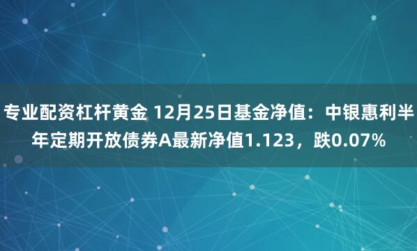 专业配资杠杆黄金 12月25日基金净值：中银惠利半年定期开放债券A最新净值1.123，跌0.07%