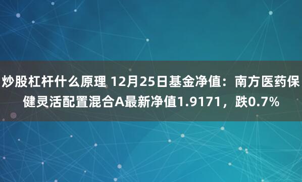 炒股杠杆什么原理 12月25日基金净值：南方医药保健灵活配置混合A最新净值1.9171，跌0.7%