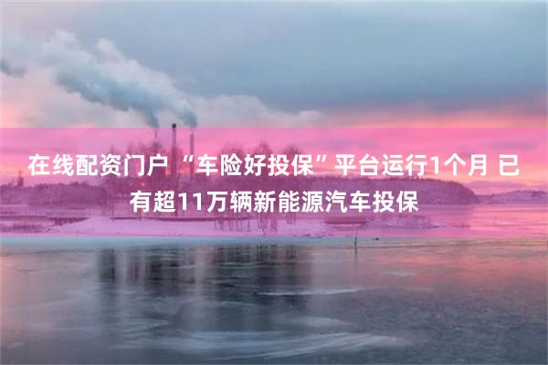 在线配资门户 “车险好投保”平台运行1个月 已有超11万辆新能源汽车投保